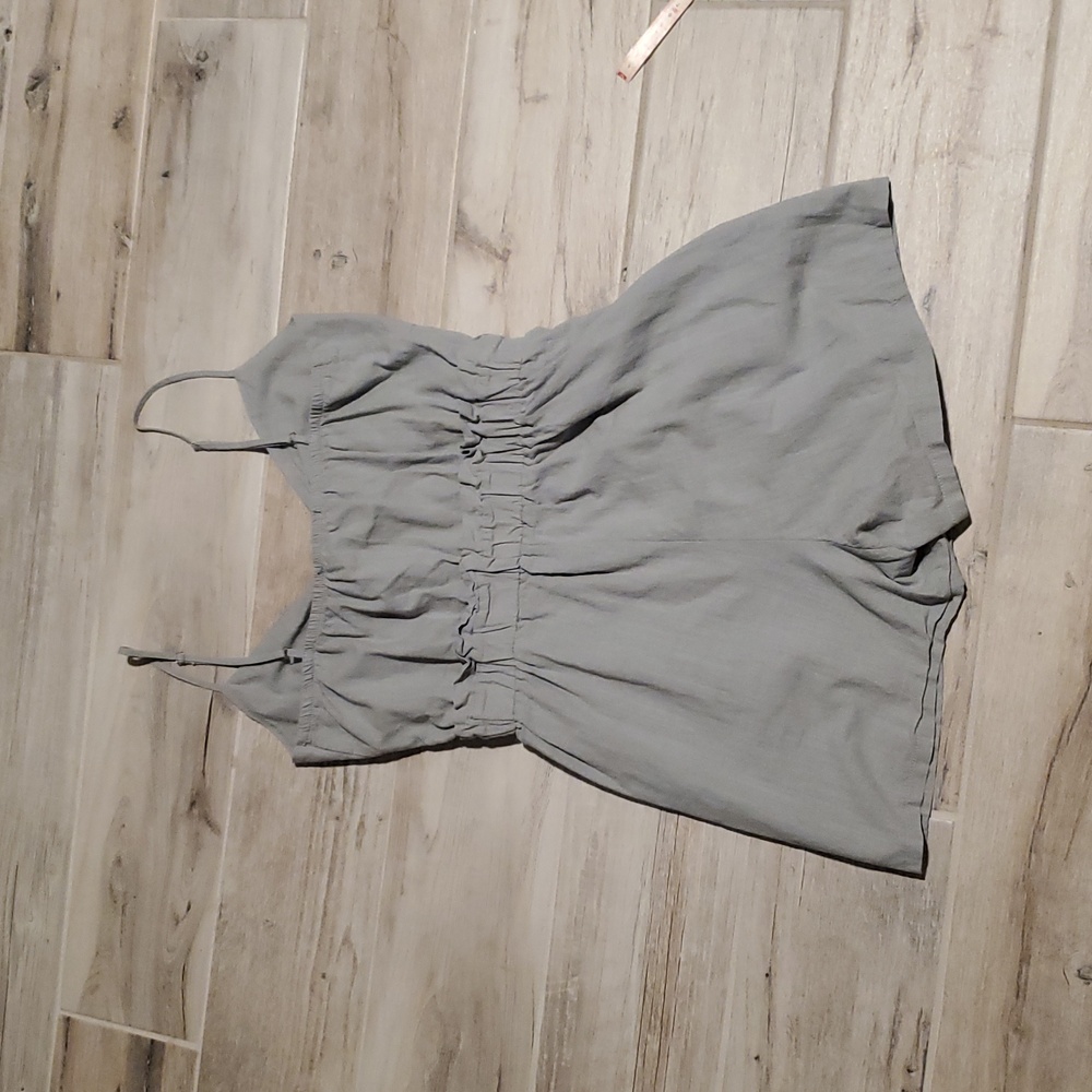 One Clothing Sage Green Romper Small Open Tie Front Summer Resort Cotton - Picture 8 of 9